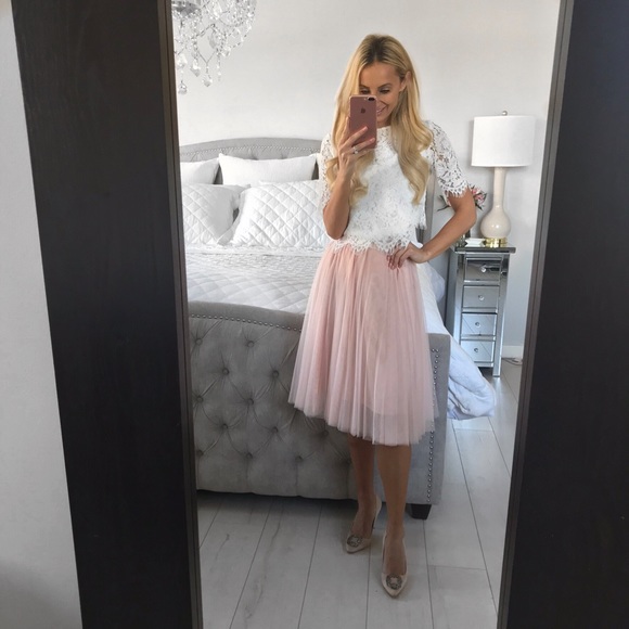 Blush / Pink Tulle Skirt With Elastic Band - Picture 5 of 8